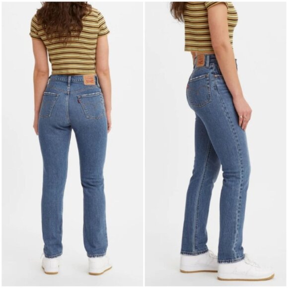 Levis 501 Jeans High Rise Straight Medium Wash Full Length 26 - Picture 16 of 16